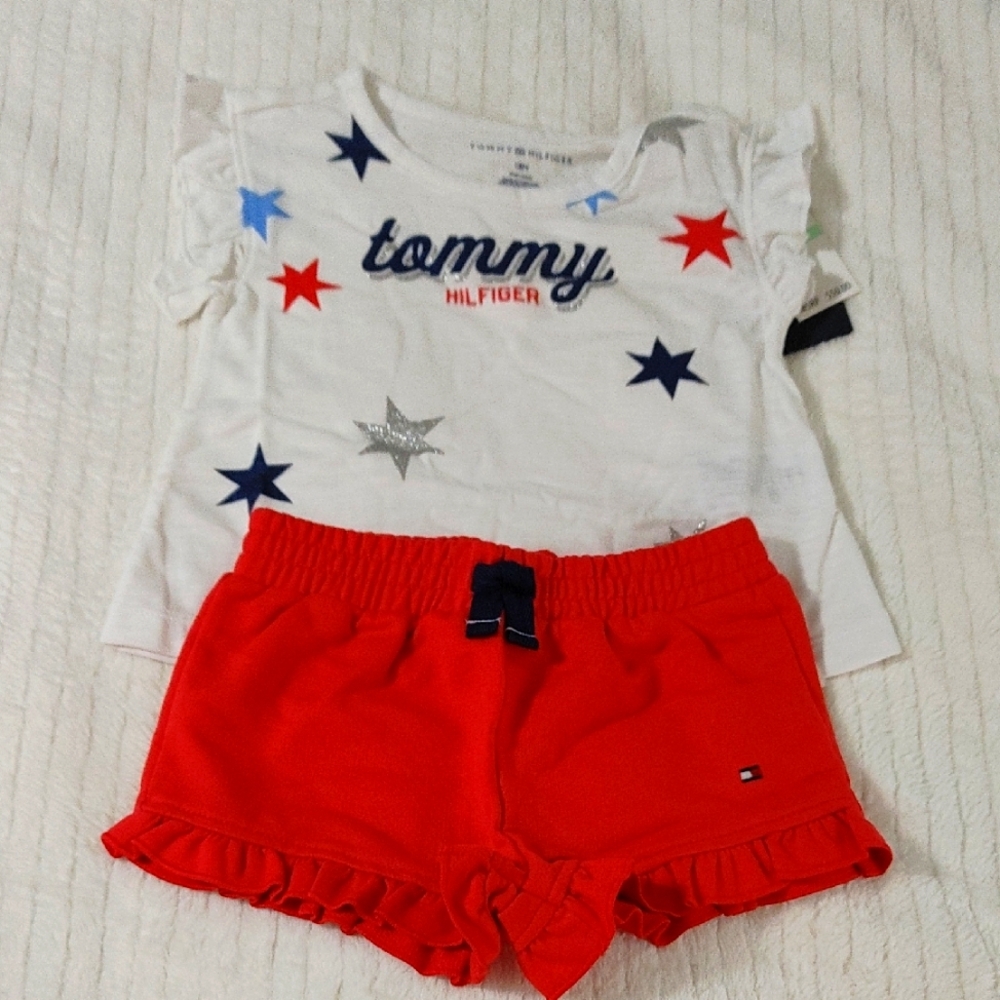 Tommy Hilfiger Star Tee and Red Shorts Set